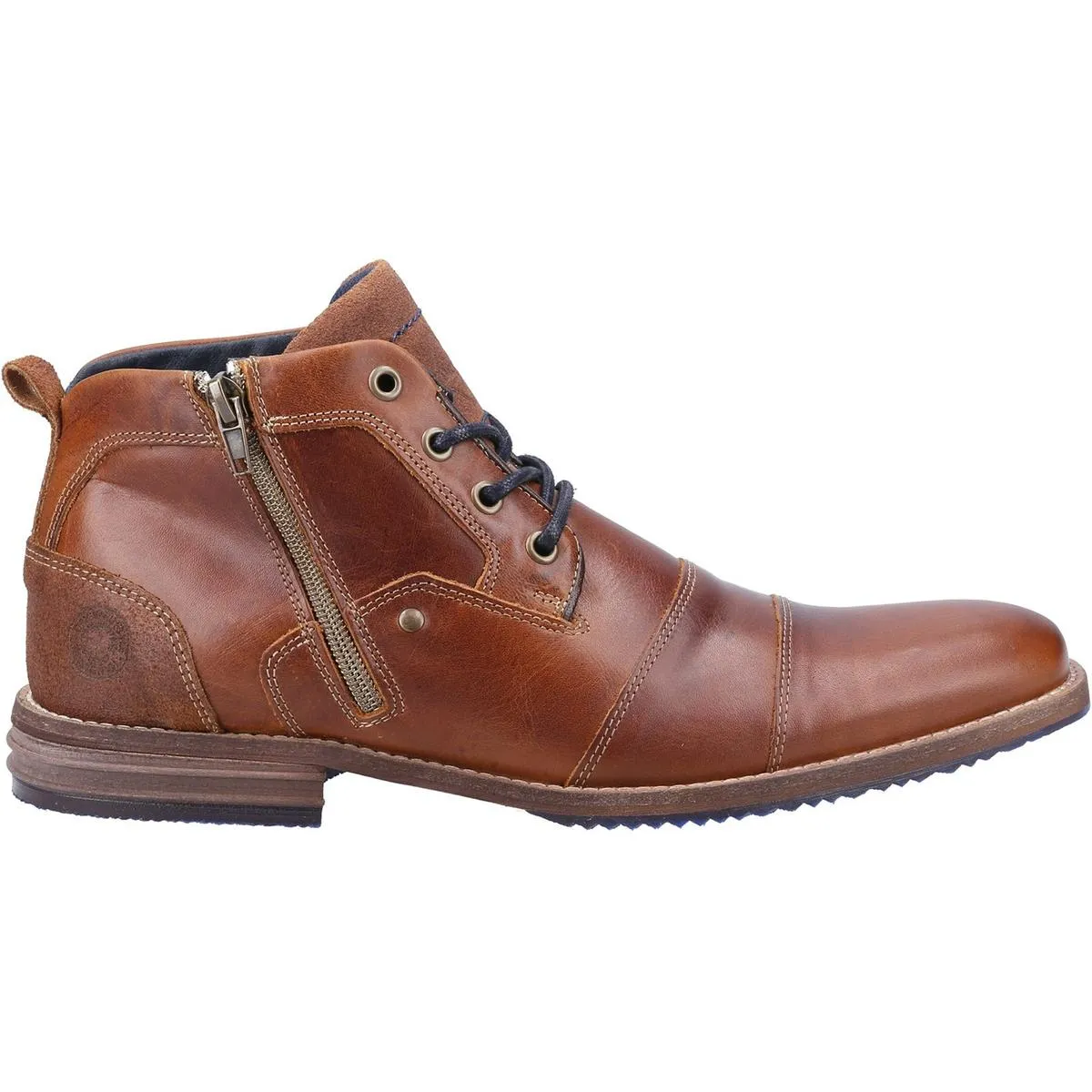 Dune Captains Double Toe Cap Detail Leather Boots Tan Leather