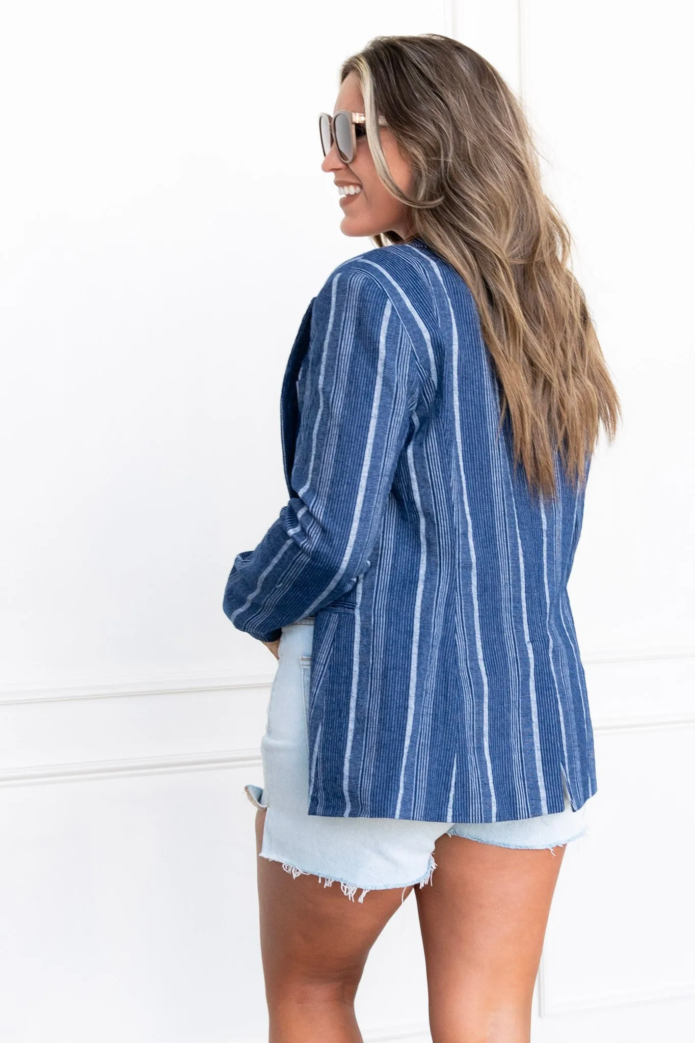 East Side Denim Stripe Blazer - FINAL SALE