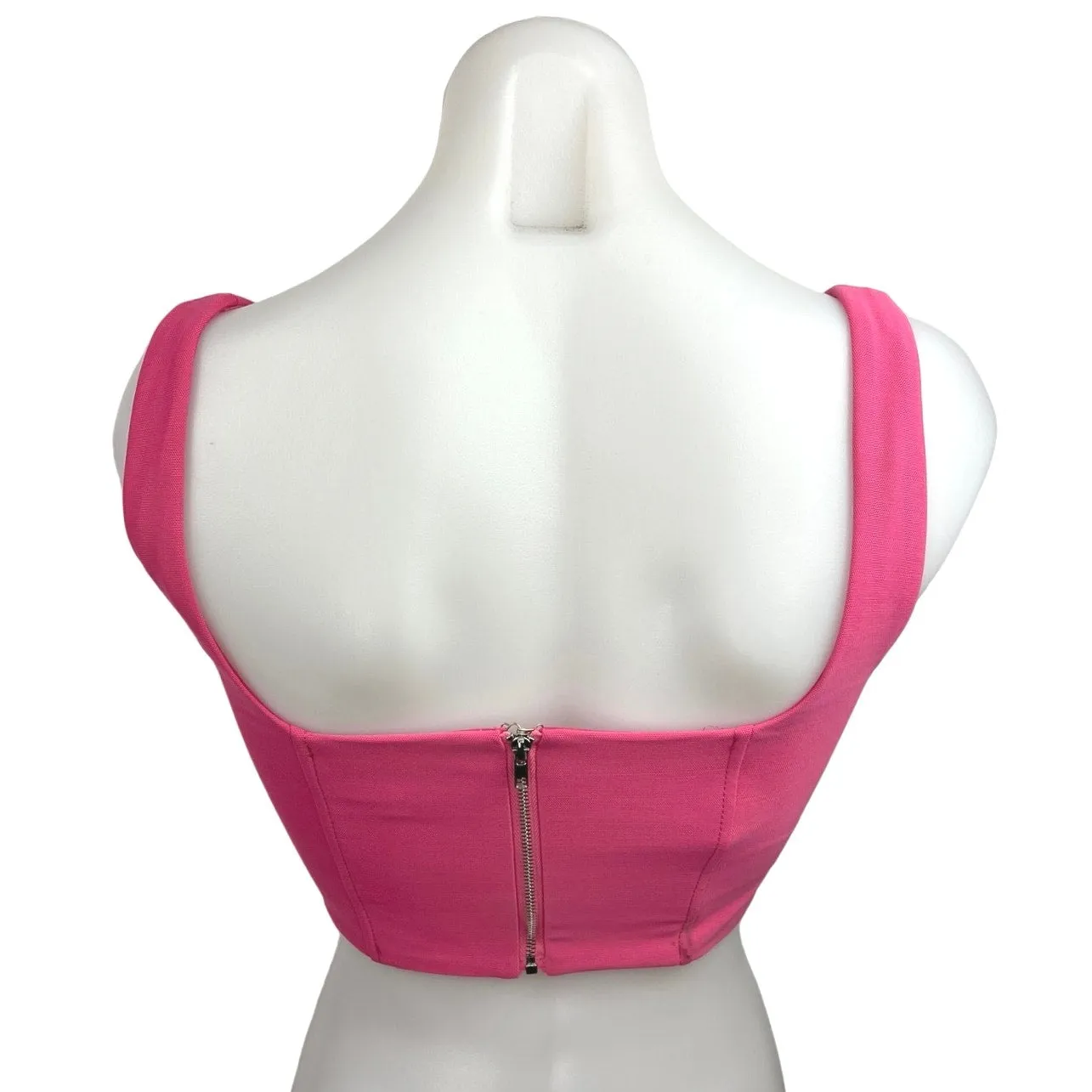 Edikted Isla Pink Square Neck Sleeveless Wide Strap Corset Crop Tank Top Size S