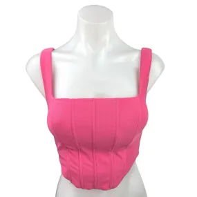 Edikted Isla Pink Square Neck Sleeveless Wide Strap Corset Crop Tank Top Size S