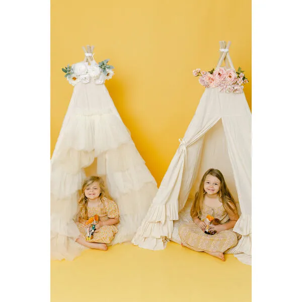 E&E Ivory Ruffle Tulle Play Tent