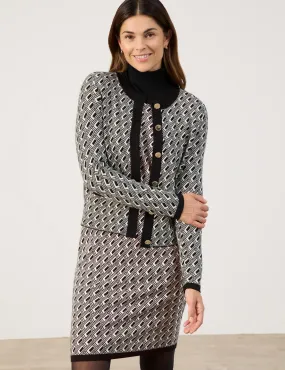 Elegant jacquard knit cardigan