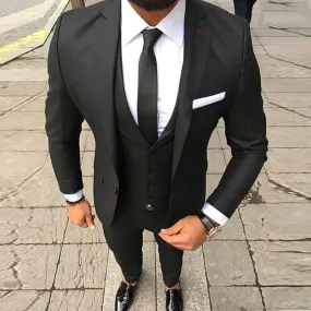 Elegant Men's suit Three Piece Suit Double Breasted Vest Black