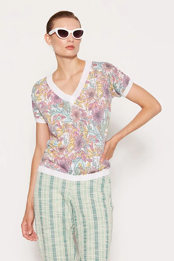 Escorpion IRIDESCENT FLOWER PRINT V-NECK SWEATER