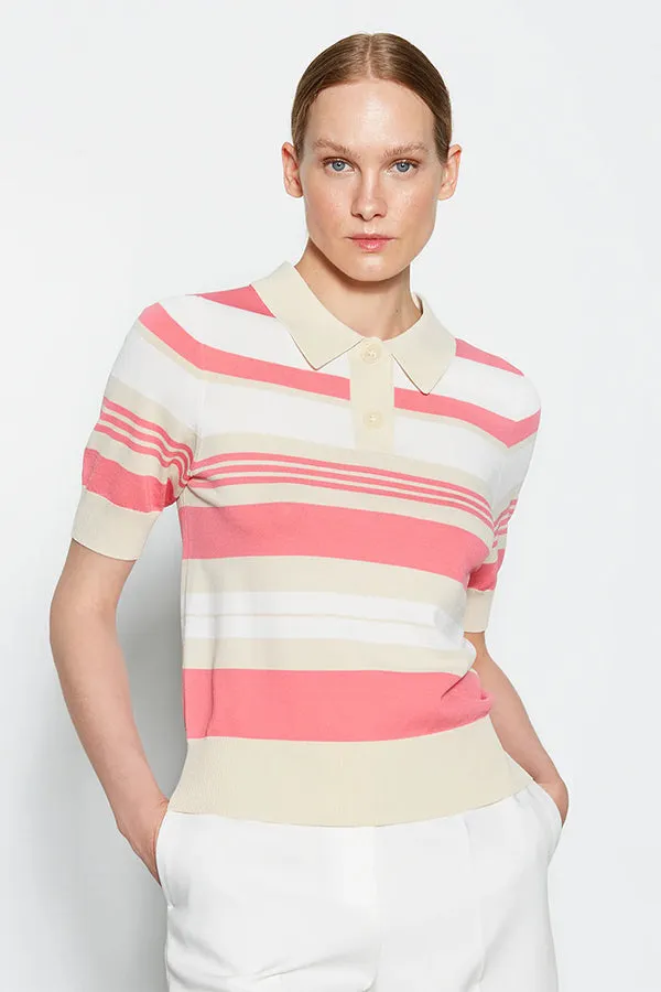 Escorpion TRICOLOR PINK STRIPED POLO NECK SWEATER