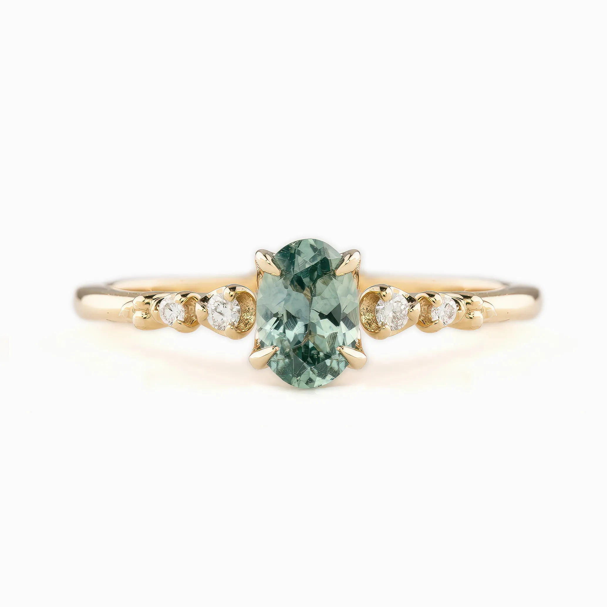 Estel Luxe Ring 0.60ct Blue Green Montana Sapphire, 14k Yellow Gold