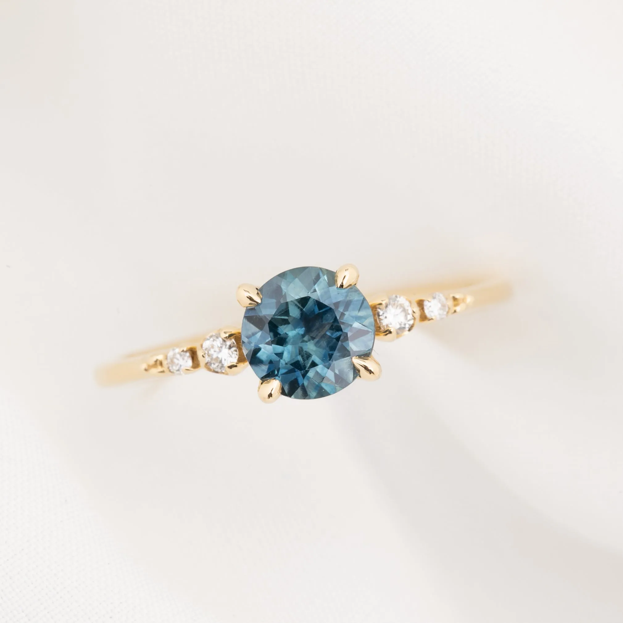 Estel Luxe Ring 1.15ct Parti Blue Green Montana Sapphire, 14K Yellow Gold (One of a kind)