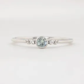 Estel Ring - 3.25mm 0.20ct Light Green Montana Sapphire, 14k White Gold