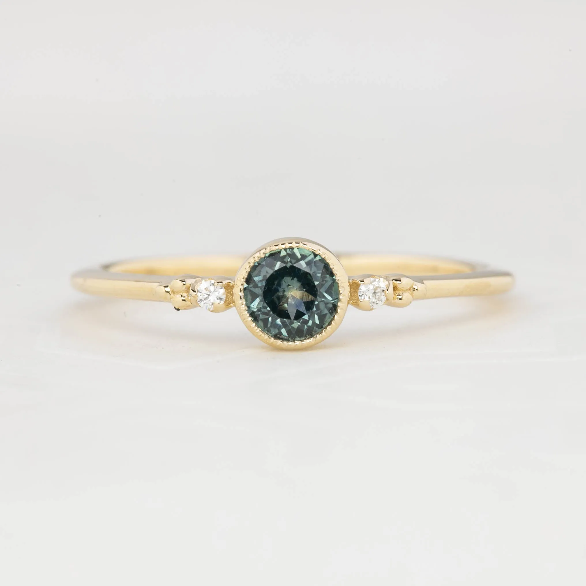 Estel Ring - 4.3mm 0.4ct Blue Green Montana Sapphire