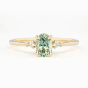 Estel Ring 6.5mm 0.85ct Aqua Green Oval Montana Sapphire 14K Yellow Gold