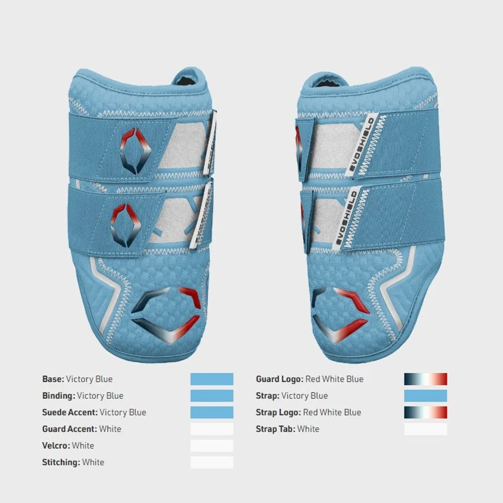 EVOSHIELD EXCLUSIVE PRO-SRZ™ 2.0 BATTER'S DOUBLE STRAP ELBOW GUARD: COLUMBIA BLUE