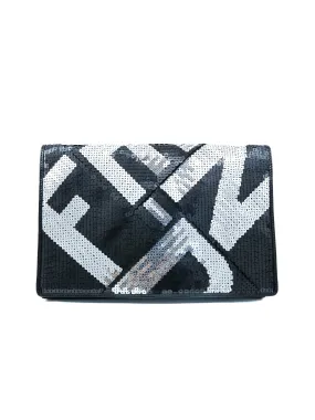 Fendi Sequin Logo Crossword Clutch