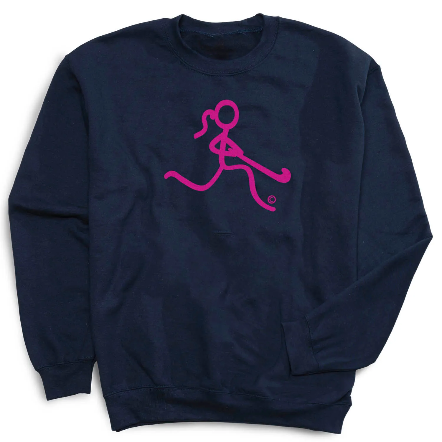 Field Hockey Crewneck Sweatshirt - Neon Pink Field Hockey Girl 