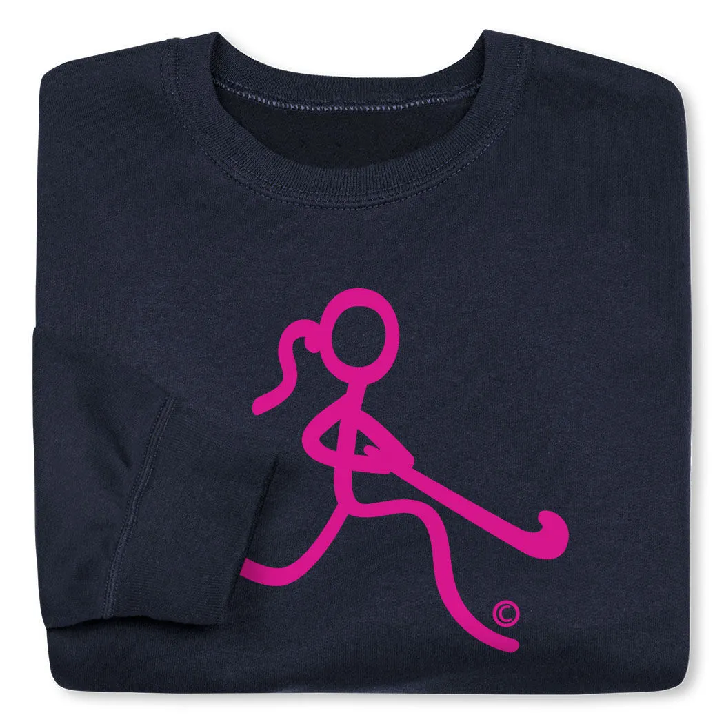 Field Hockey Crewneck Sweatshirt - Neon Pink Field Hockey Girl 