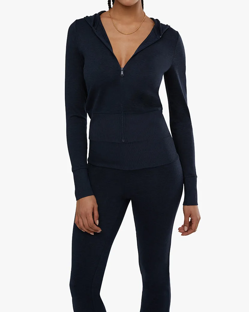 Fitted Zip-Up Hoodie | Navy