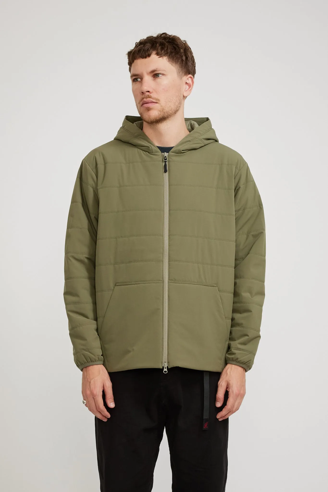 Flexible Insulated Zip Up Hoodie Olive