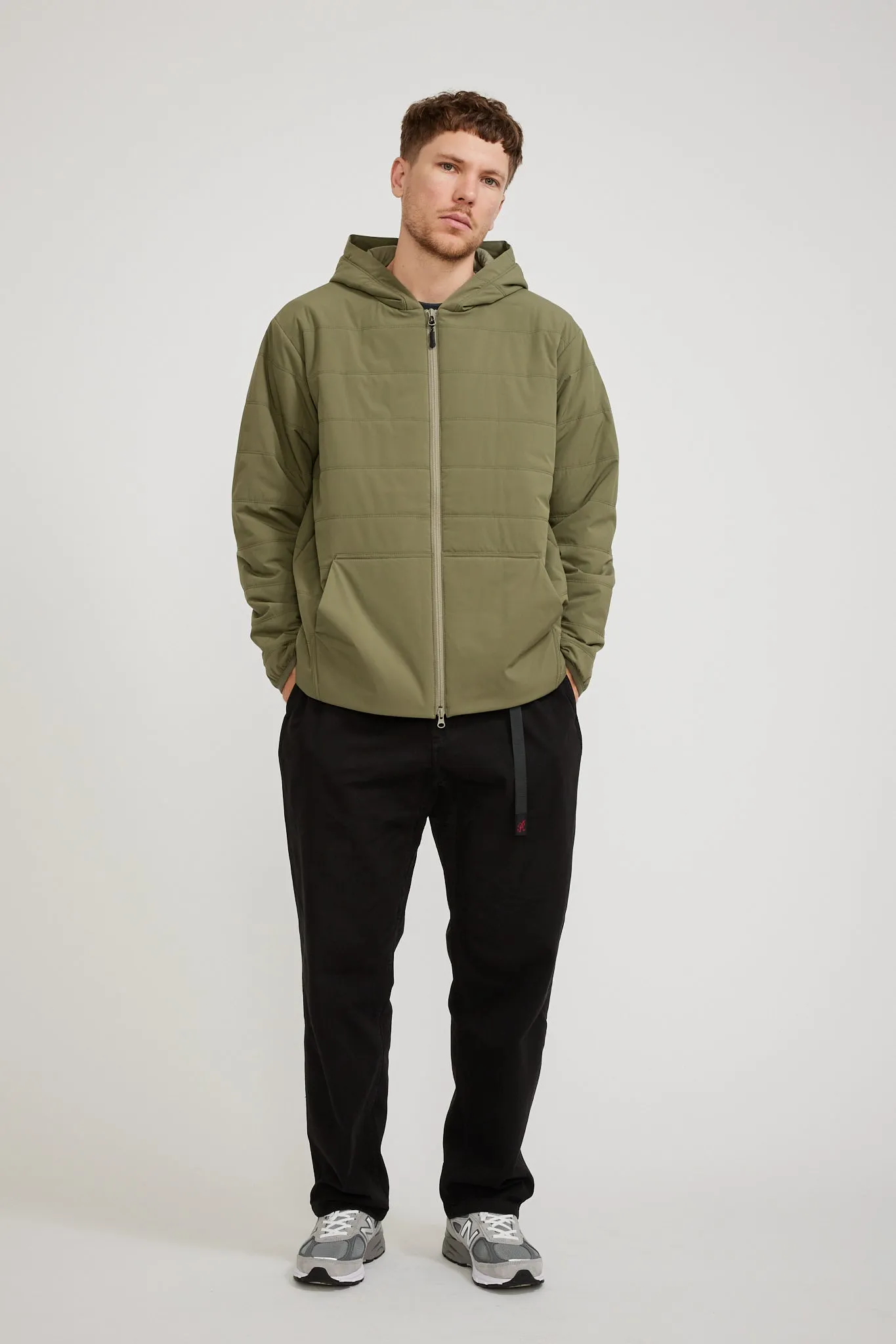 Flexible Insulated Zip Up Hoodie Olive