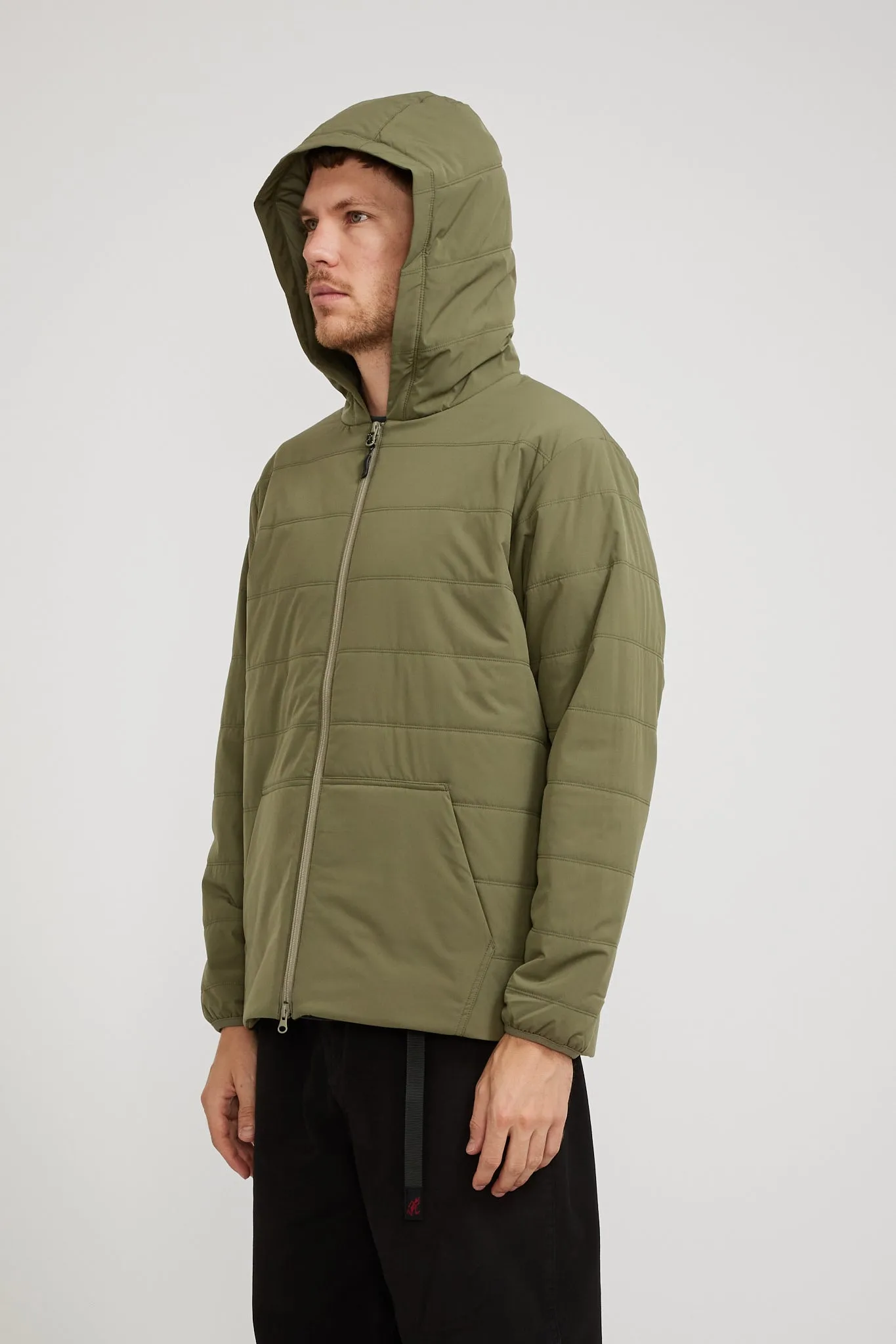 Flexible Insulated Zip Up Hoodie Olive