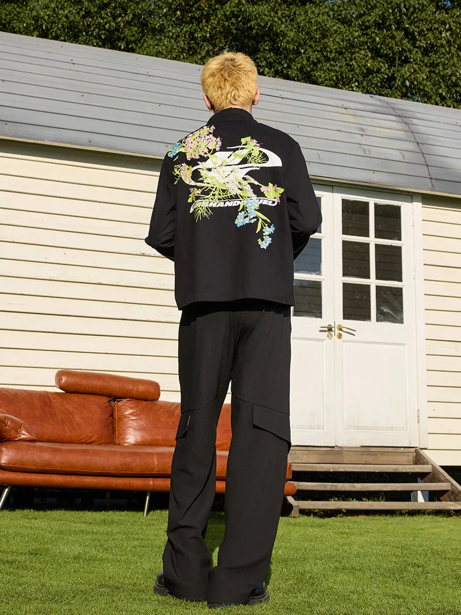 Floral Embroidered Zip-Up Jacket