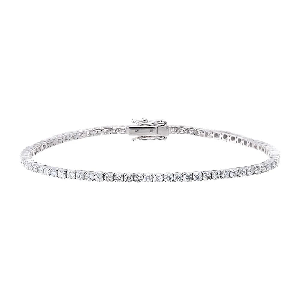 Four Prong Tennis Bracelet | 3 Carat Diamonds | 14K White Gold
