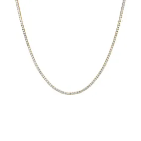 Four Prong Tennis Necklace | 3 Carat Diamonds | 14K Gold Plated