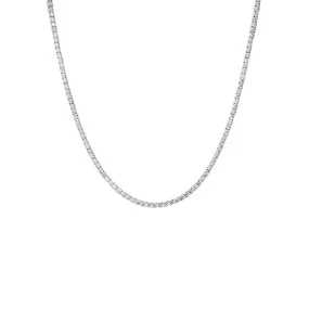 Four Prong Tennis Necklace | 3 Carat Diamonds | 14K White Gold