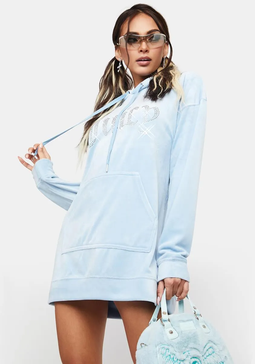 Frosted Big Bling Velour Hoodie Dress-