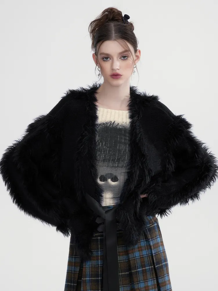Fur Ribbon Oversize Fluffily Cute Cardigan