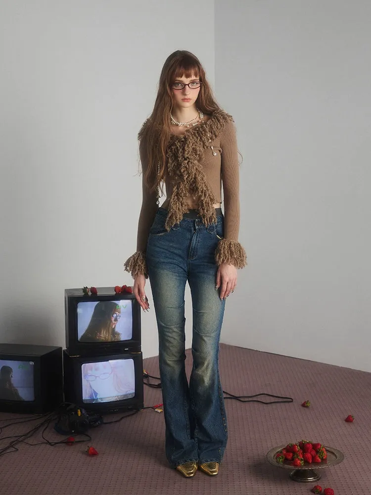 Furry Edge Knitted Cardigan
