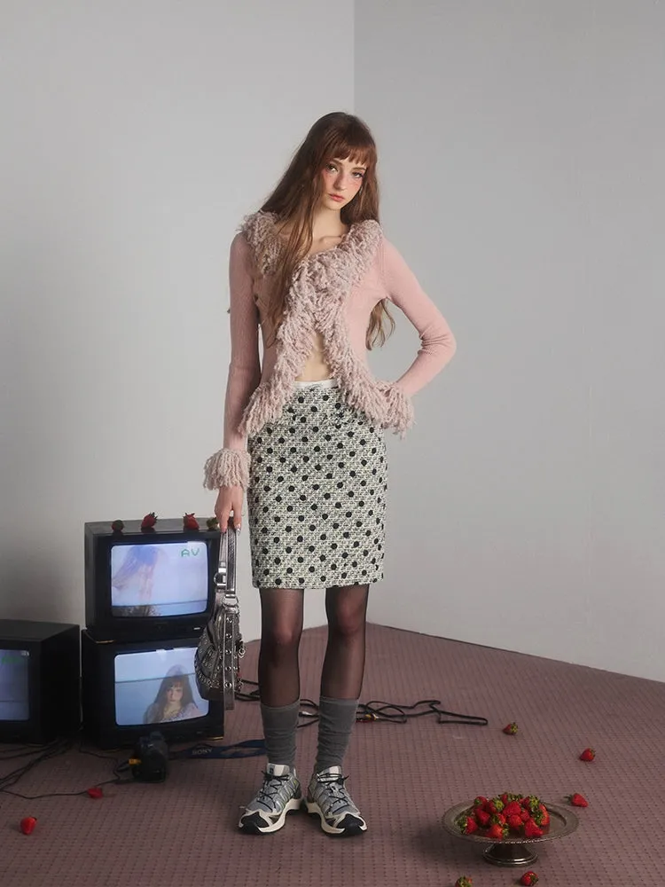 Furry Edge Knitted Cardigan