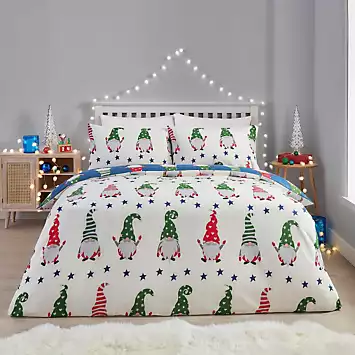 Fusion Gnome For Christmas 100% Brushed Cotton Duvet Cover Set | Kaleidoscope