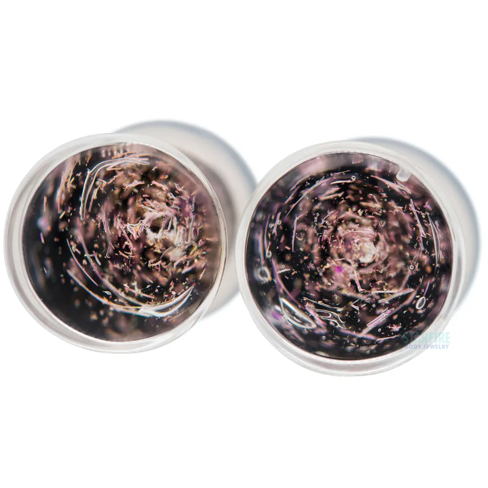 Galaxy Glass Plugs - Pink on Black