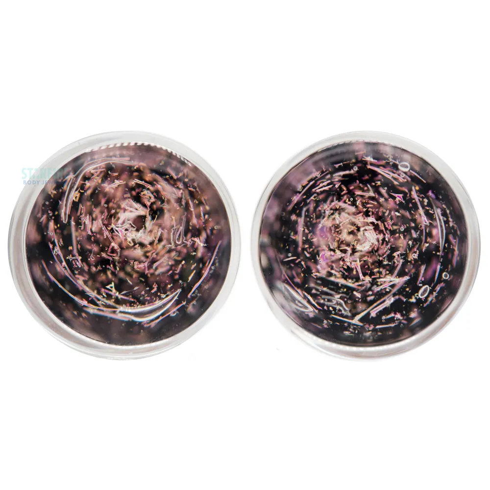 Galaxy Glass Plugs - Pink on Black