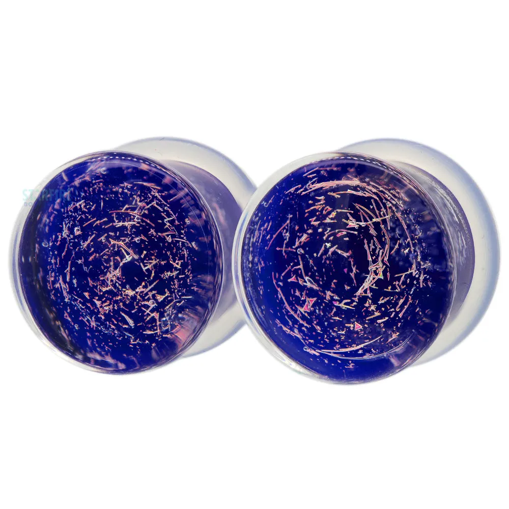 Galaxy Glass Plugs - Pink on Blueberry