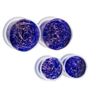 Galaxy Glass Plugs - Pink on Blueberry