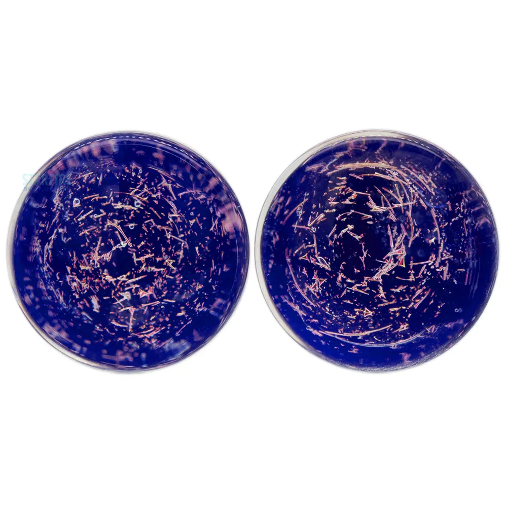 Galaxy Glass Plugs - Pink on Blueberry