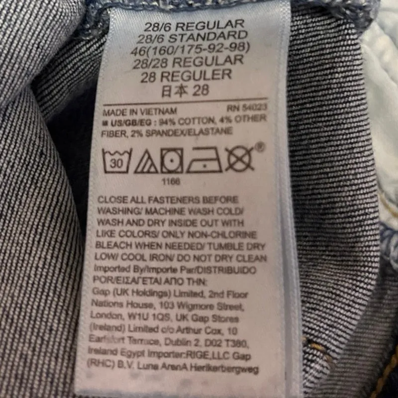 Gap Women's Blue Medium Wash Classic Straight Mid Rise Denim Jeans Size 28