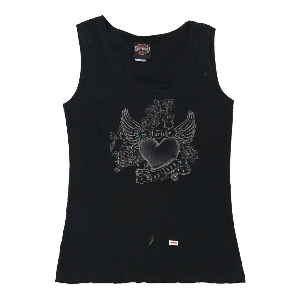 Gaylord, Michigan Harley Davidson Graphic Vest - Large Black Cotton