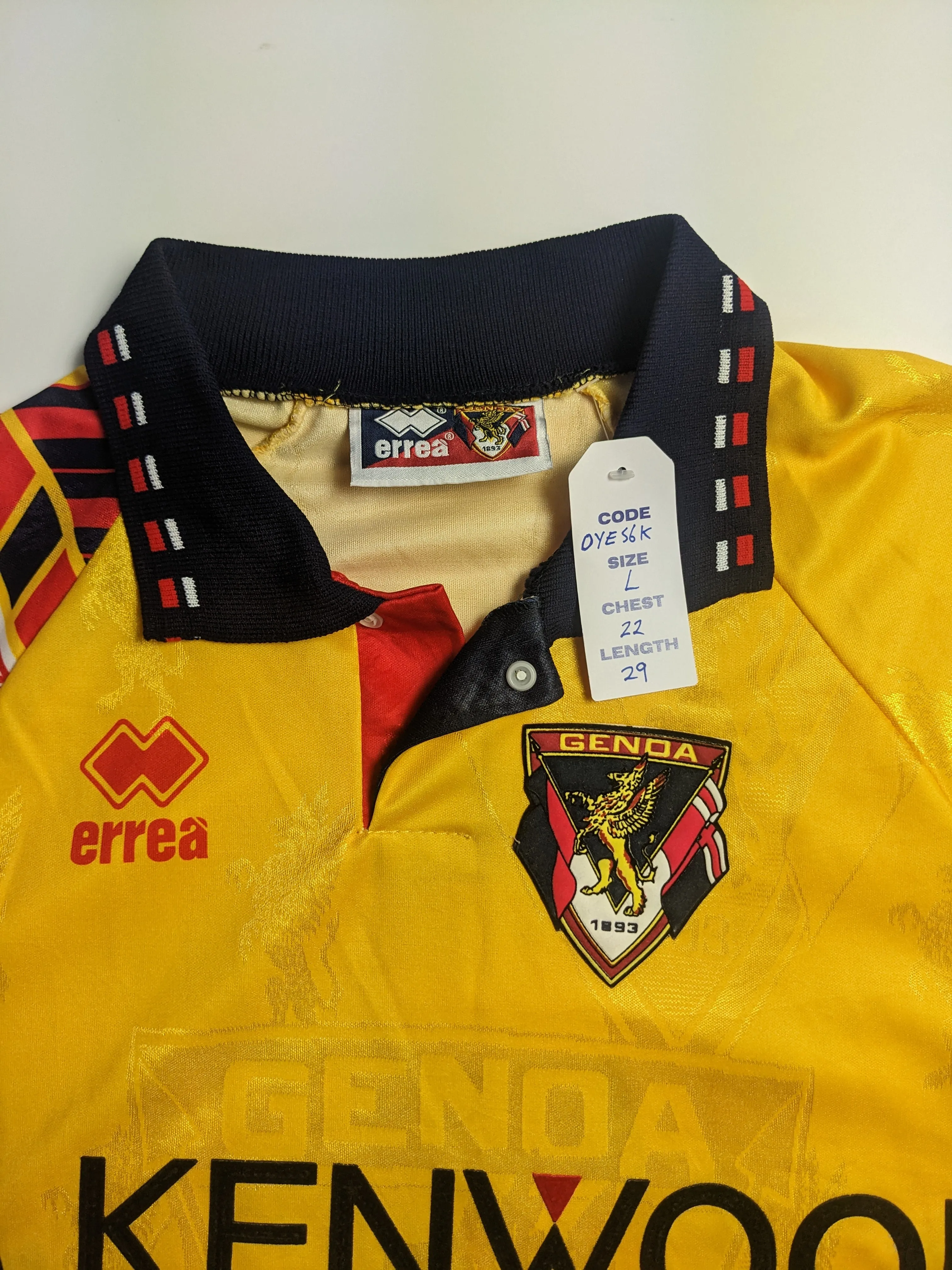 Genoa Errea Italy Original 1994/1995 Away Vintage Football Shirt Large