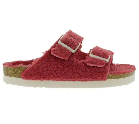 GENUINS Mules de fieltro para mujer sandalia orgánica vegana G103995 rojo