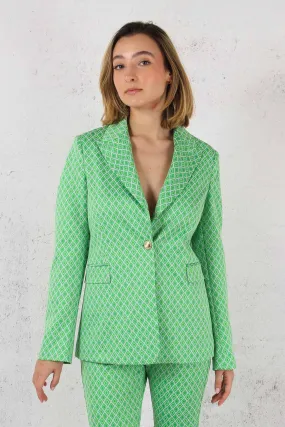Giacca Lunga Geometrica Optical Green/natura