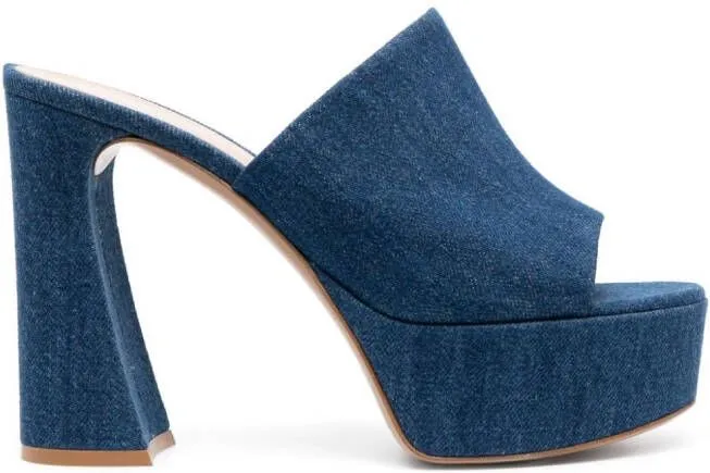 Gianvito Rossi 130mm platform denim mules Blue
