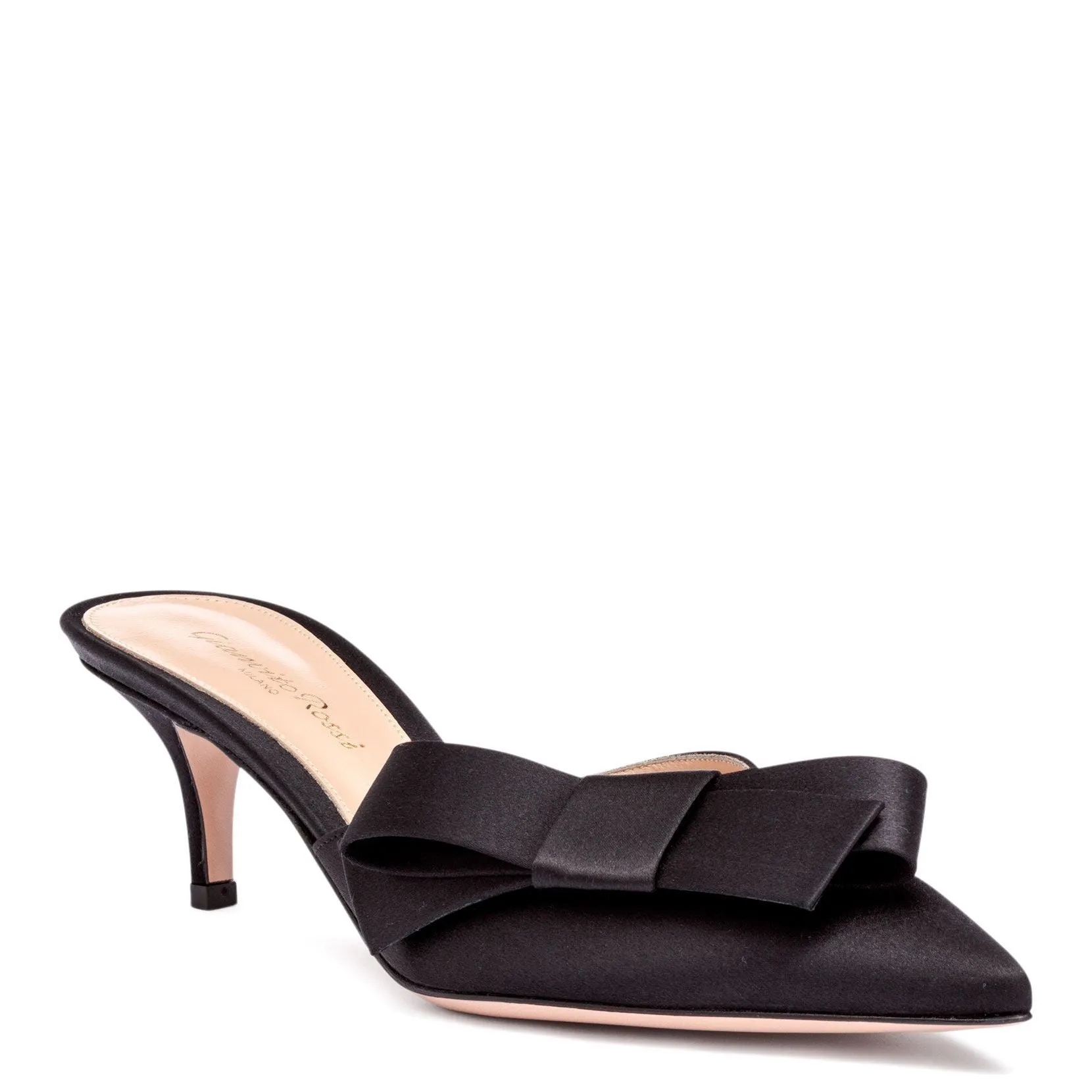 Gianvito Rossi Kyoto 55 black satin mules