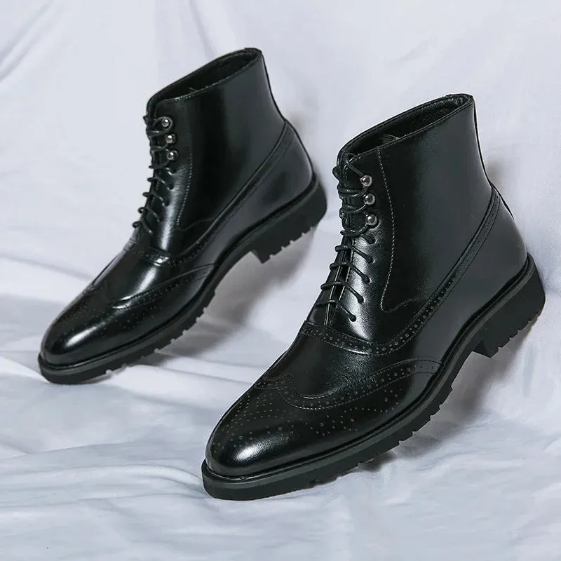 Giovanni Santi Genuine Leather Brogue Boots