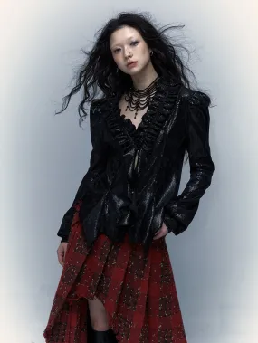 Glossy Snake Pattern Slim Shirt Cardigan