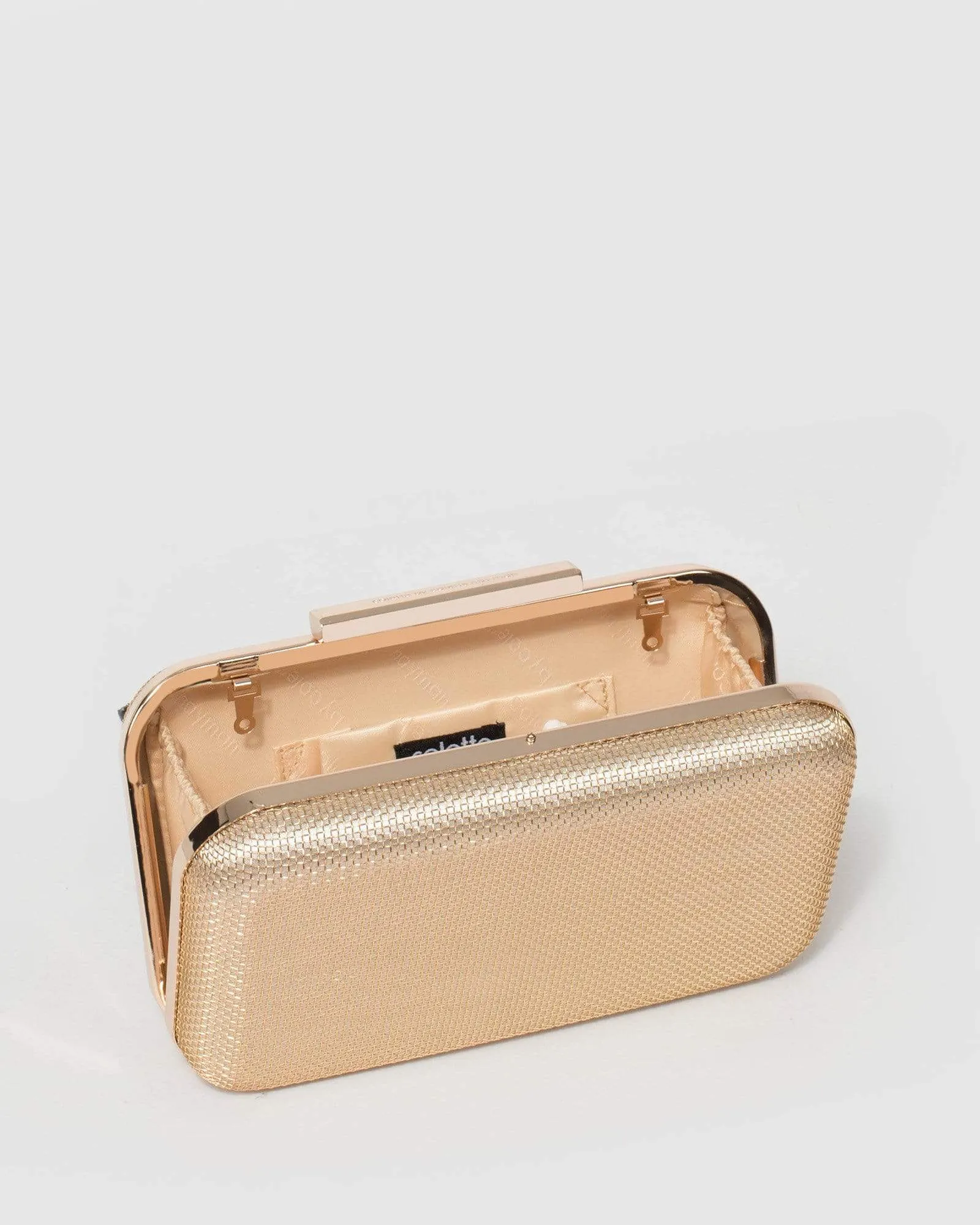 Gold Becca Mesh Box Clutch Bag