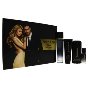 Gold Rush Man by Paris Hilton for Men - 4 Pc Gift Set 3.4oz EDT Spray, 0.5oz EDT Spray, 3.0oz Hair Body Wash, 2.75oz Alcohol Fre
