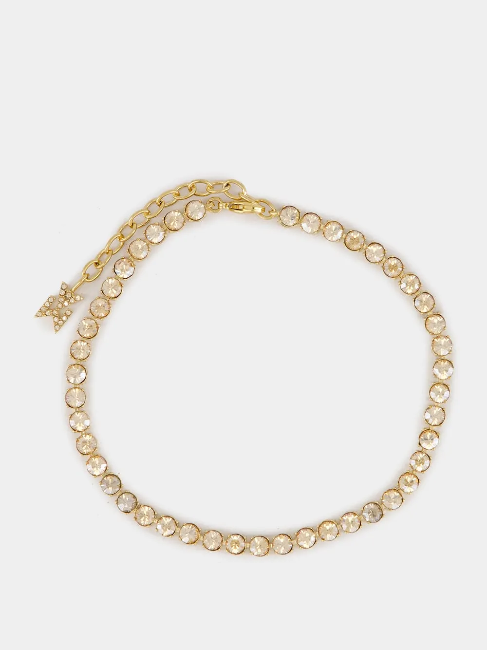 Gold Tennis Anklet with Crystal Embellishments