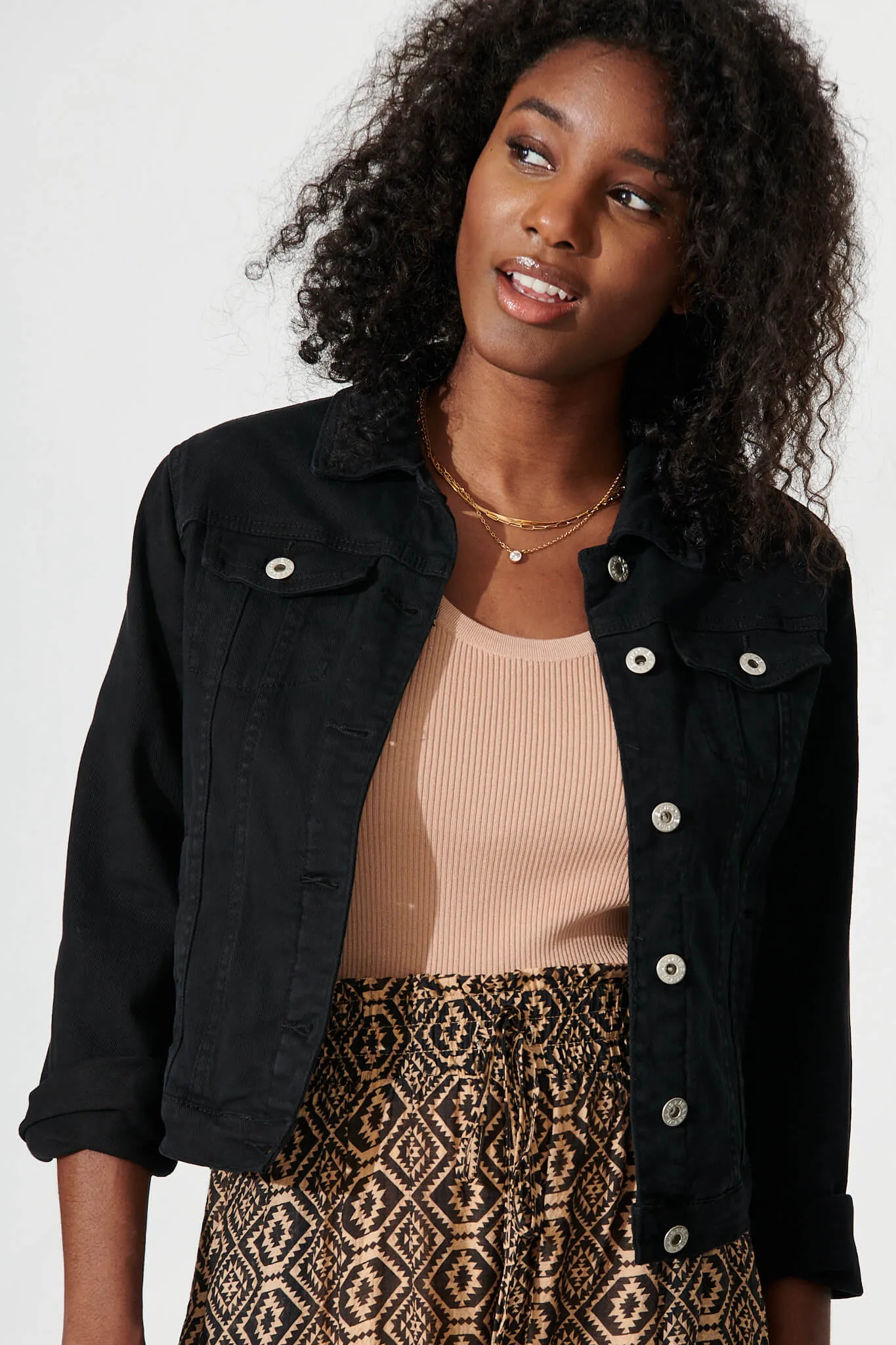 Gossip Denim Jacket In Black Wash