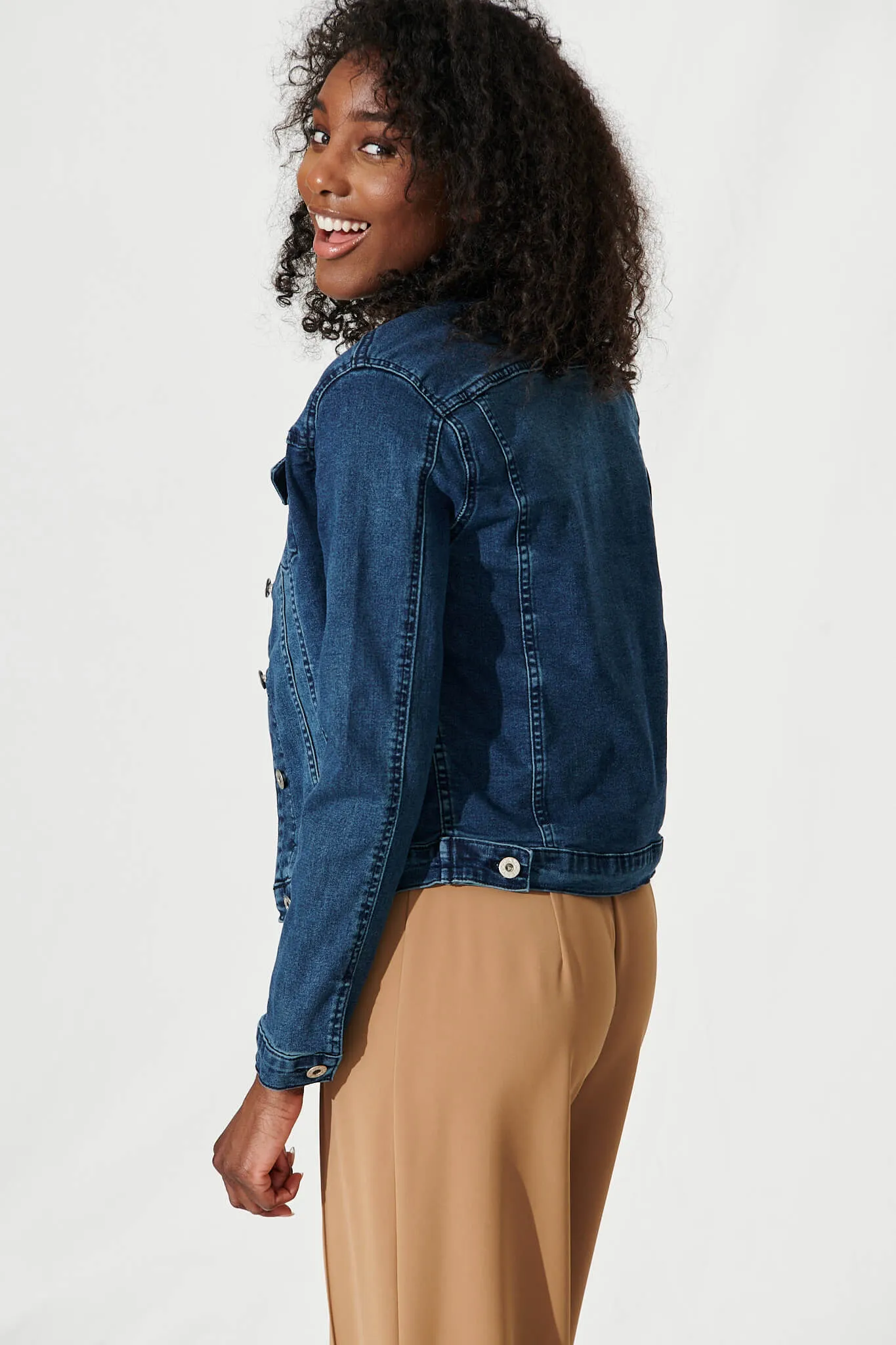 Gossip Denim Jacket In Dark Blue Wash